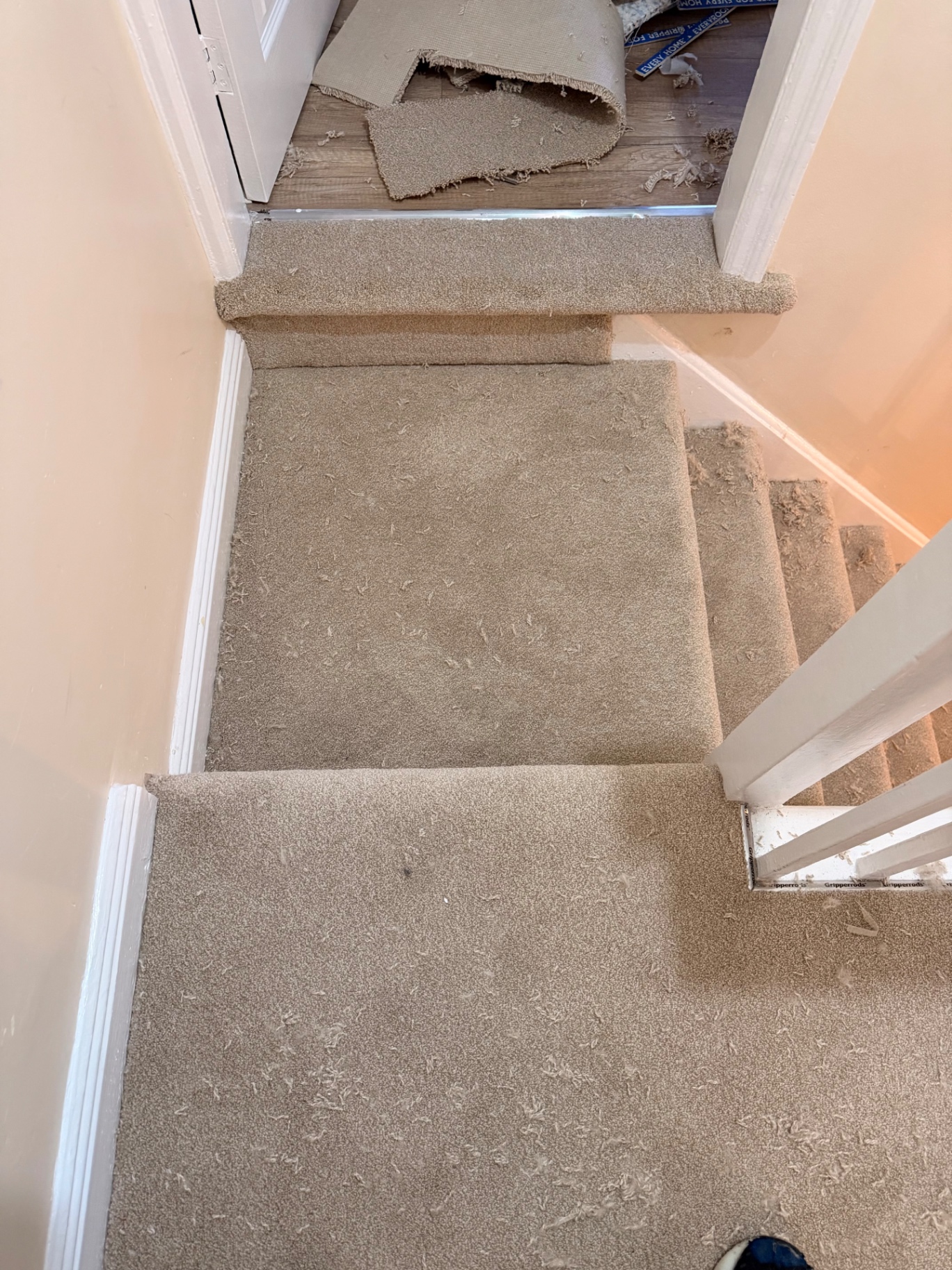 Beige staircase carpet