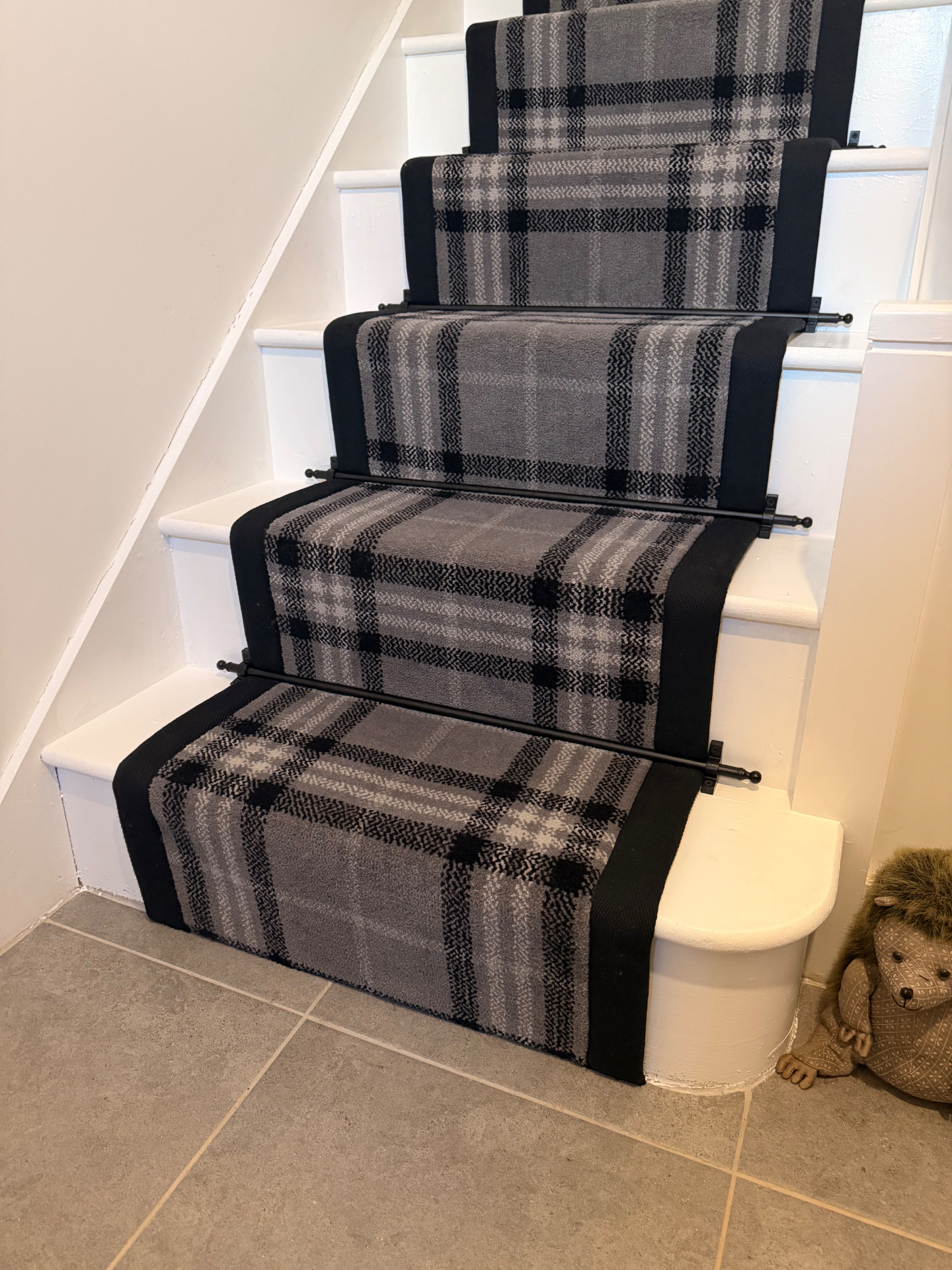 Tartan Wilton stair runner with black binding — Northallerton