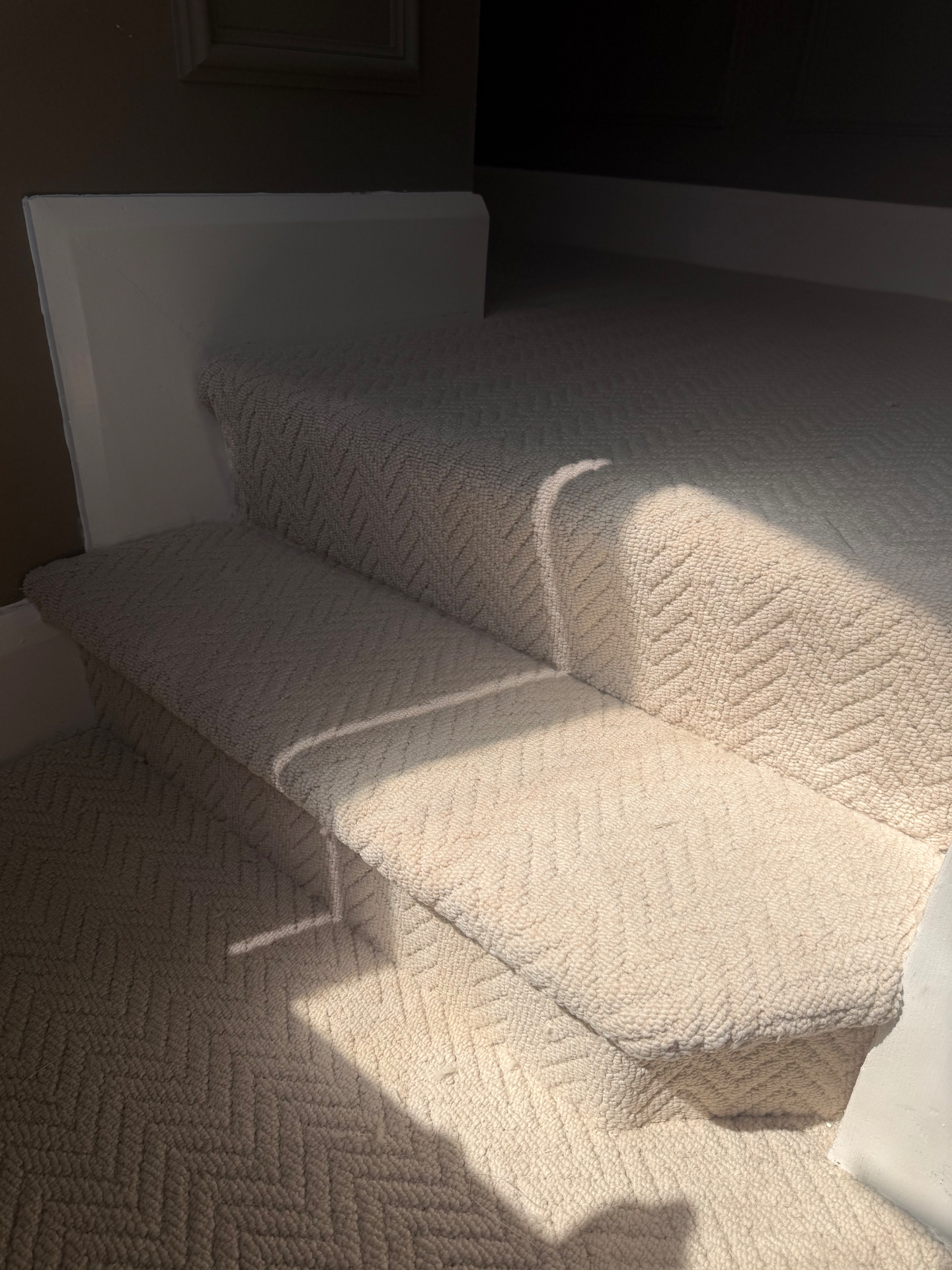 Cream herringbone bullnose step — Darlington